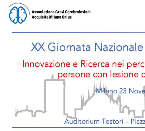 Convegno Nazionale –  Milano, 23 Novembre -“Innovazione e ricerca nei percorsi di inclusione sociale di persone con cerebrolesione acquisita”.