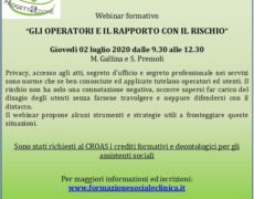 Assistenti sociali Lombardia. GLI OPERATORI E IL RAPPORTO CON IL RISCHIO – Giovedì 02 luglio 2020